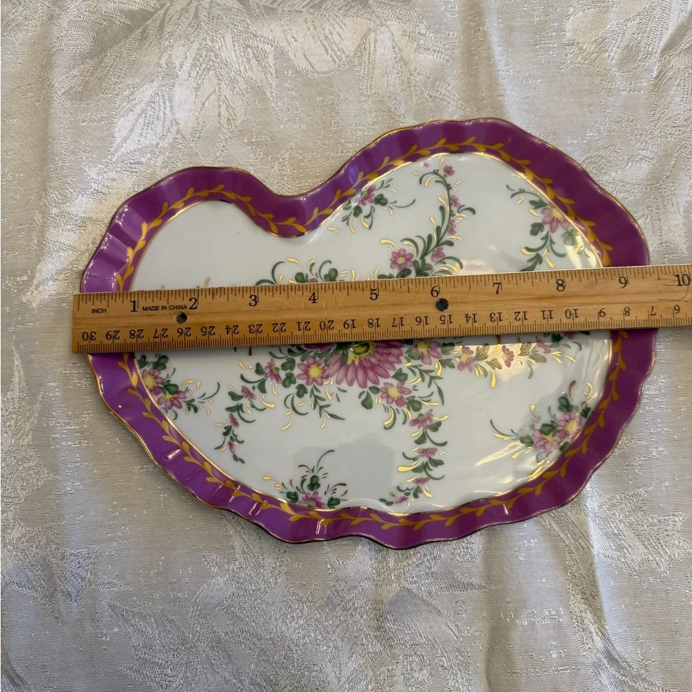 2 Vintage Relish Trays with Gold Accents